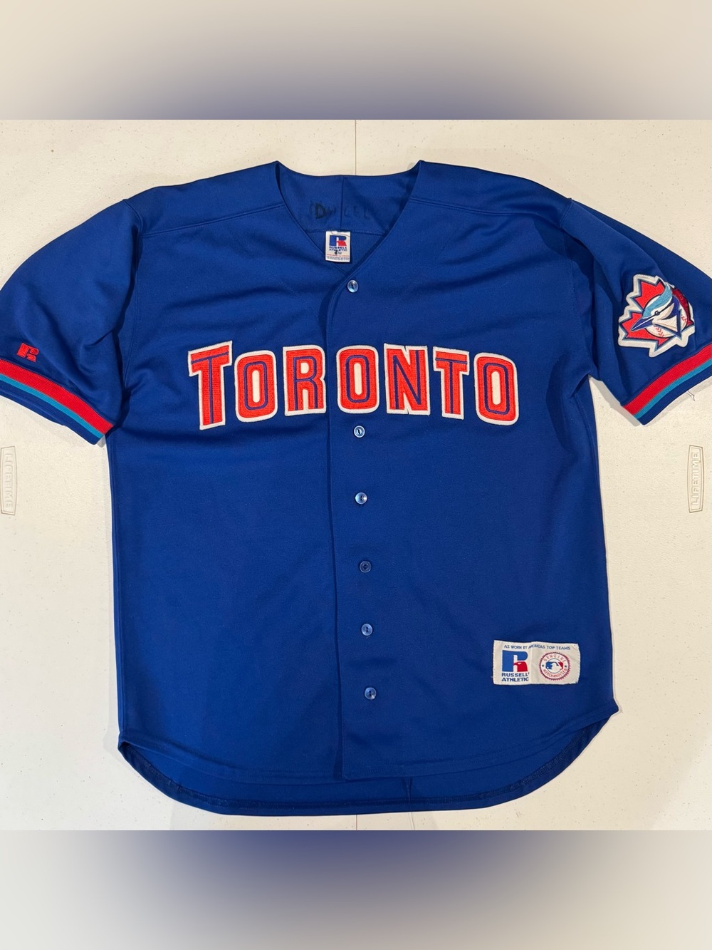 Vintage Y2K Russell Athletic Toronto Blue Jays MLB Baseball Jersey size medium